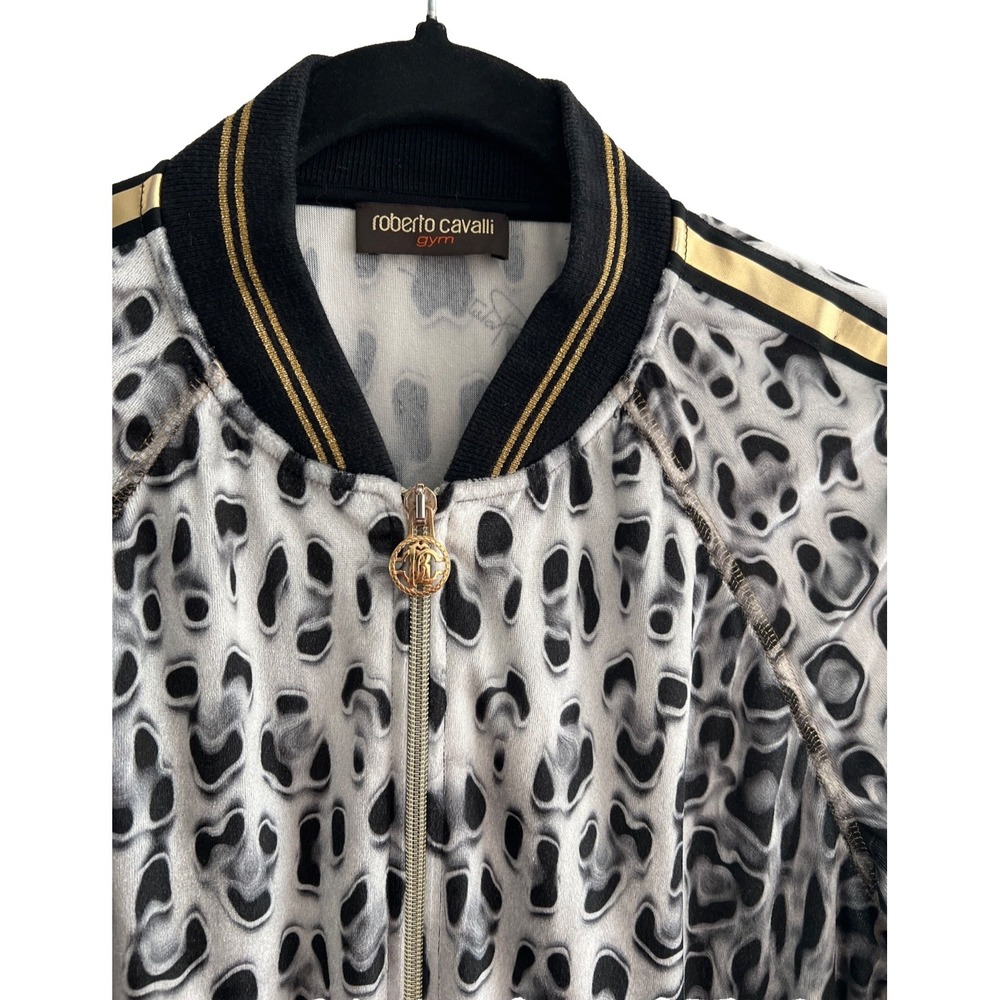 Roberto Cavalli Jacket Velvet Leopard Track Coat Full Zip Womens 6 / 42 Y2K RARE - Picture 2 of 12